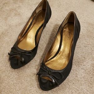 COACH signature C black wedges sz 6.5B